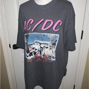 ACDC Shirt Dirty Deeds Short Sleeve Crew Neck Concert Shirt Tee Gray XL